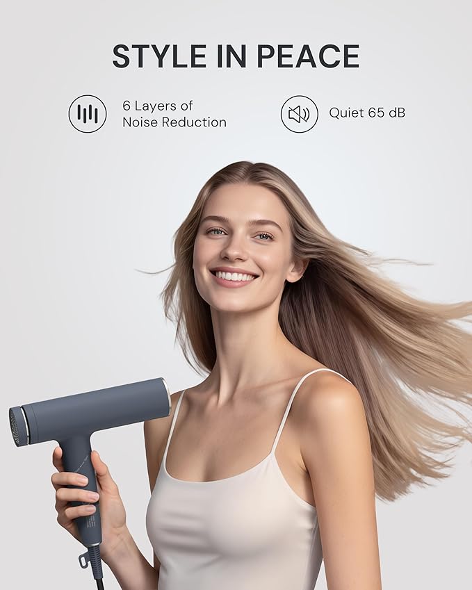 Plasma Ion Hair Dryer with Diffuser for Curly Hair, 110000 RPM Professional High Speed Blow Dryer with Plasma Ion, 1500W Foldable Travel Hairdryer with 6.5 Ft Cord Fast Drying for Women Men