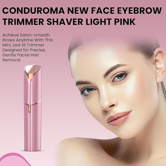 Facial Hair Remover for Women – Electric Face Razor with Light, Hair Removal for Upper Lip, Chin & Cheeks – Color Rose Red