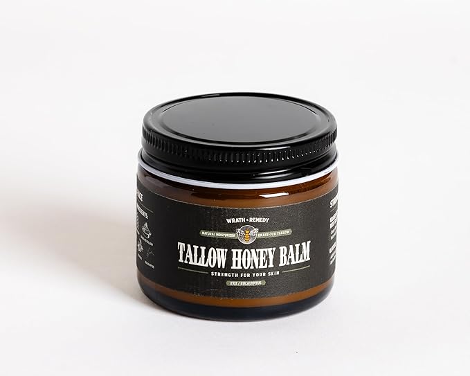 Organic Beef Tallow for Skin -2OZ (Eucalyptus, Concentrated) — Grass Fed Beef Tallow for face + Body — US-Made Tallow and Honey Balm Moisturizer for Dry & Sensitive Skin,Eczema,Rosacea (No Additives)