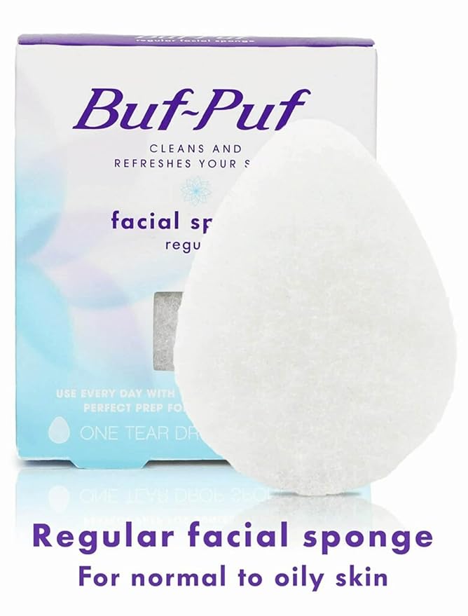 Buf-Puf Facial Sponge, Dermatologist Developed, Removes Deep Down Dirt & Makeup That Causes Breakouts and Blackheads, Reusable, Exfoliating, White, 5 Count