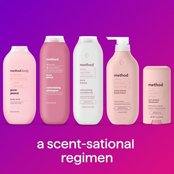 Method Volumizing Conditioner, Pure Peace with Rose, Peony, and Pink Sea Salt Scent Notes, Paraben and Sulfate Free, 13.5 oz (Pack of 1)