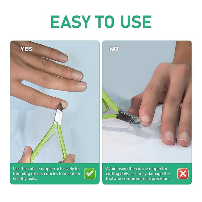 Professional Cuticle Trimmer Nail Cuticle Cutter Stainless Steel Cuticle Nippers with Sharp Blades of Cuticle Remover Clippers Manicure Tools Double Spring for Nail Care Pedicure Nail Tools (Green)