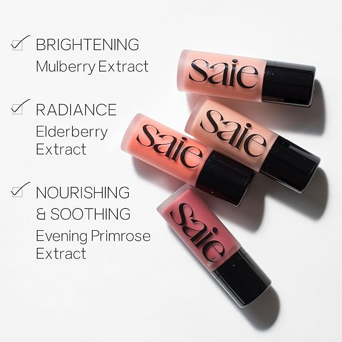 Saie Dew Liquid Blush for Cheeks - Hydrating Cream Blush Stick with a Blendable + Buildable Formula - Skincare Infused Dewy Cheek Tint for a Natural Flush - Glowy Makeup Essential - Chilly (.40 oz)