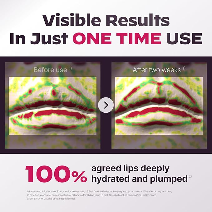 Healthy Lip Care Duo : Superform Galvanic Booster Blush Pink and GLASSLIKE Moisture Plumping Vita Lip Serum, 0.33 fl.oz