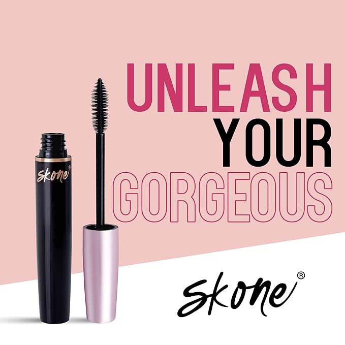 Skone Cosmetics Insanely Intense Luxe Waterproof Mascara – Black, Smudge-Proof & Long-Lasting – Volumizing & Lengthening for Dramatic Lash Lift & False Lash Effect – Bold Eye Mascara, 0.34 oz