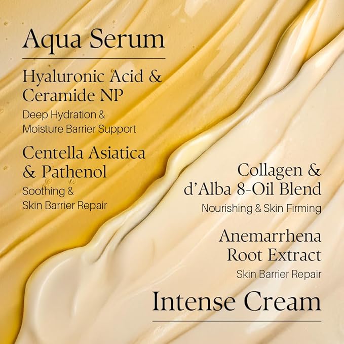 d'alba Piedmont White Truffle Double Serum & Cream, Vegan Skincare, 2-in-1 Face Moisturizer, Vegan Collagen, Skin Firming and Tightening, Non Comedogenic, All Skin Types (2.46 oz)