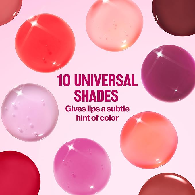 REVLON Super Lustrous Glimmer Lip Oil, Moisturizing & Tinted, Shiny Finish, Made with Plant-Based Squalane, 001 Candy Hearts, 0.13 fl oz