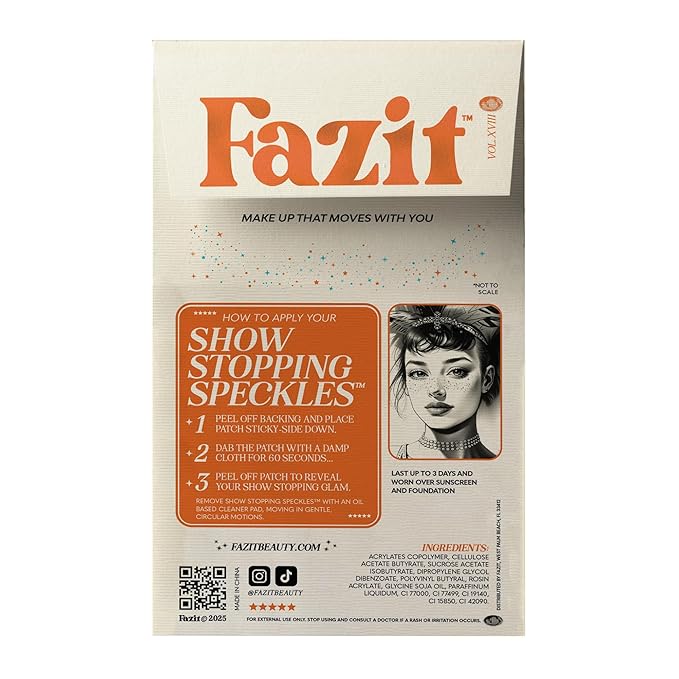 Fazit Makeup Patches - Show Stopping Speckles - Glow Up Make-Up Patches - Cute Glitter Makeup Accessories For Women - Cosmetic Glitter For Face