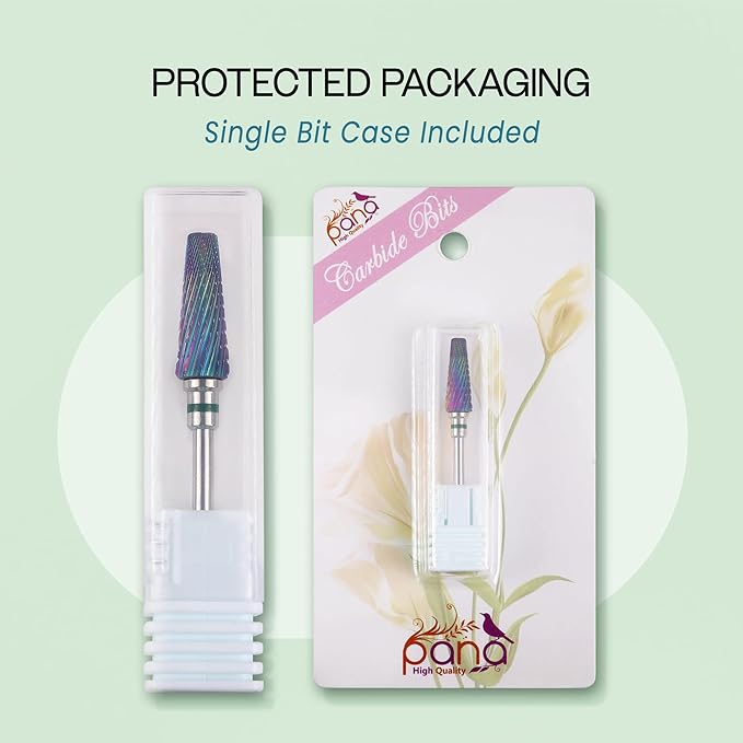 PANA 5-in-1 Pro Upgraded Multi-Function Drill Bit 3/32" Shank Size - (Rainbow, 2X Coarse to 2X Fine) - Mix Size Tungsten Drill Bit Fast Remove Acrylic Hard Gel Nail for Manicure Pedicure