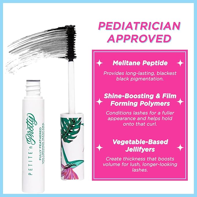 Petite 'n Pretty Fully Feathered Volumizing Mascara - Non-Toxic Makeup for Kids, Tweens and Teens - Adds Instant Thickness and Definition