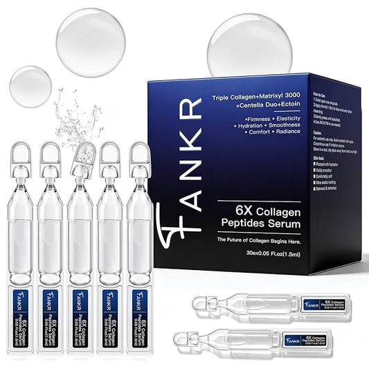 6X Collagen Peptides Serum for Face – Triple Collagen, Matrixyl 3000, Centella & Ectoin – Anti-Aging Facial Serum for Firming, Smoothing & Hydration | 30e x 0.05 Fl.oz (30 x 1.5ml)
