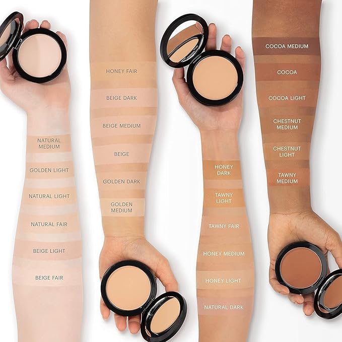 Glo Skin Beauty Pressed Base Powder Foundation Makeup (Chestnut Medium) - Flawless Coverage for a Radiant Natural, Second-Skin Finish