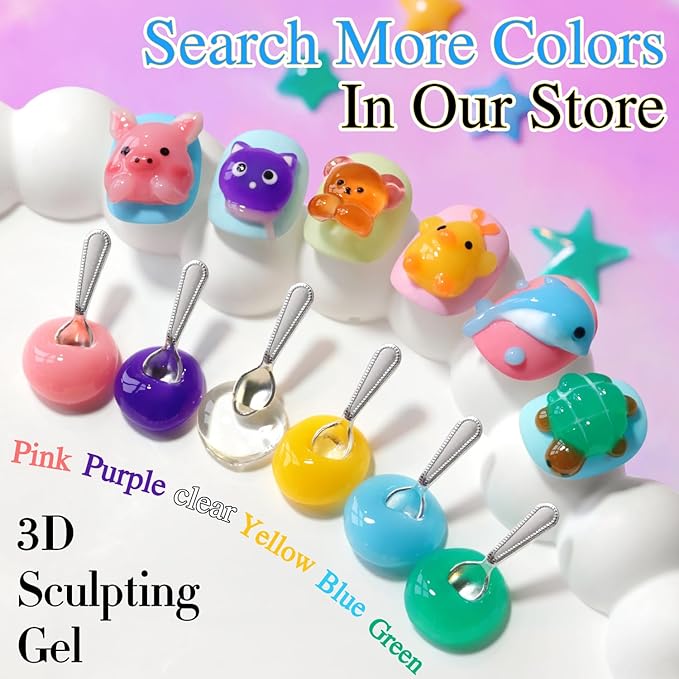 Double Rhythm 0.5 Oz 3D Nail Gel Nail Art Sculpting Gel No Wipe Gel Polish for Nail Designs DIY Nail Art for Drawing, Molding, Sculpture and Decoration (3D Sculpting Gel Blue)