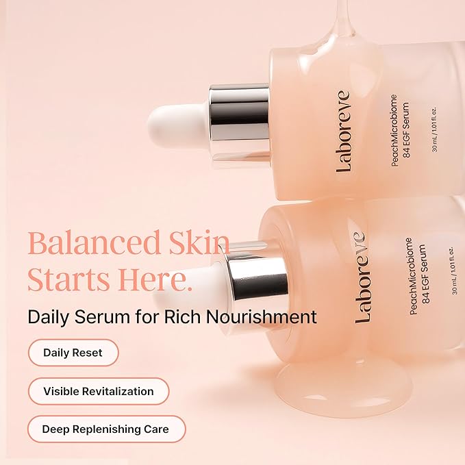 PeachMicrobiome 84 EGF Serum | Peach Growth Factor Anti-Aging Serum | Niacinamide, Multi-Layer Hyaluronic Acids, Collagen | Boost Firmness & Vitality, Long-Lasting Moisture | Korean Skin Care
