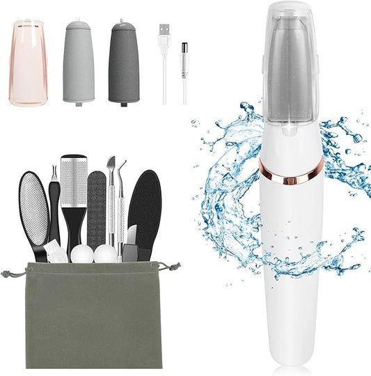 Electric Callus Removers for Feet, Haootadiy Electric Foot Callus Remover Pedicure Kits Rechargeable with12 in 1, Removes Dry Skin for Smoother Feet, Foot Care for Dead Skin Ideal Gift (White)