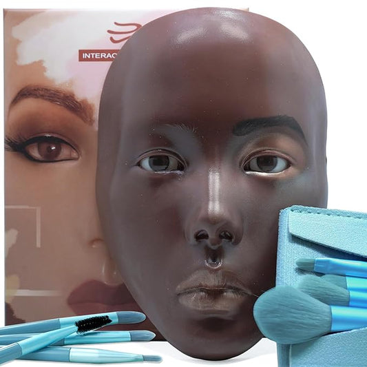3D makeup Practice Face Board, Silicone Makeup Mannequin Face, Reusable Beginner Practice Eye Makeup Face, Eye Fake Silicone, Makeup Artist Full Face Practice Eyelash Eye Shadow Eyeliner Pen Simulatio