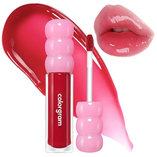 COLORGRAM FRUITY GLASS GLOSS 06 MAGIC CHERRY | Non-Sticky Glossy Lip Tint with Glass-Like Shine | Long-Lasting Hydrating Lip Gloss for Smooth & Plump Lips