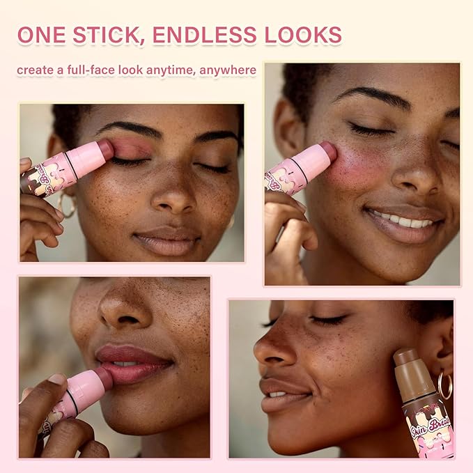 UCANBE Skin Breath Blush & Bronzer Multiuse Stick, 2-in-1 Creamy Face Cheeks Contour Makeup Stick for Natural Radiant Finish Look, Vegan & Cruelty-Free, Travel-Friendly (05 Charming Berry)