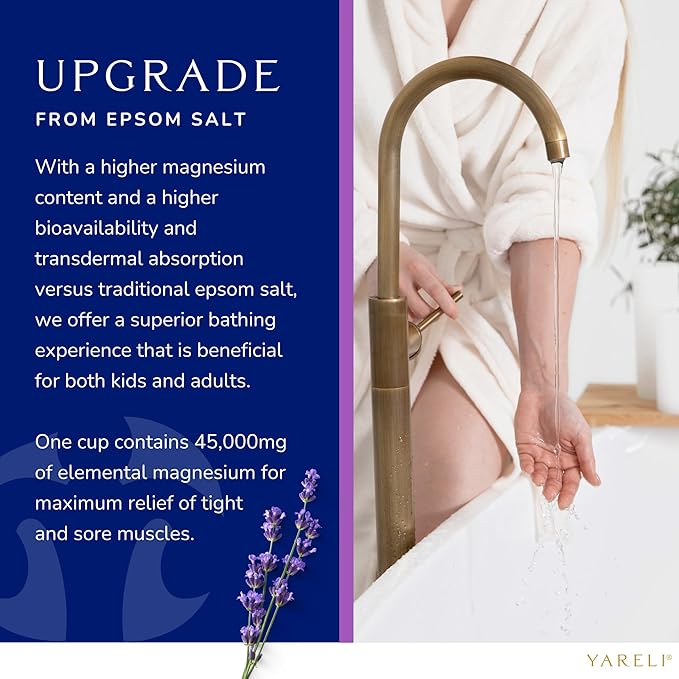 Yareli Magnesium Flakes, 5lb Lavender, Dead Sea Bath and Foot Soak, Alternative to Epsom Salt with Over 250,000mg of Magnesium Chloride Per Bag
