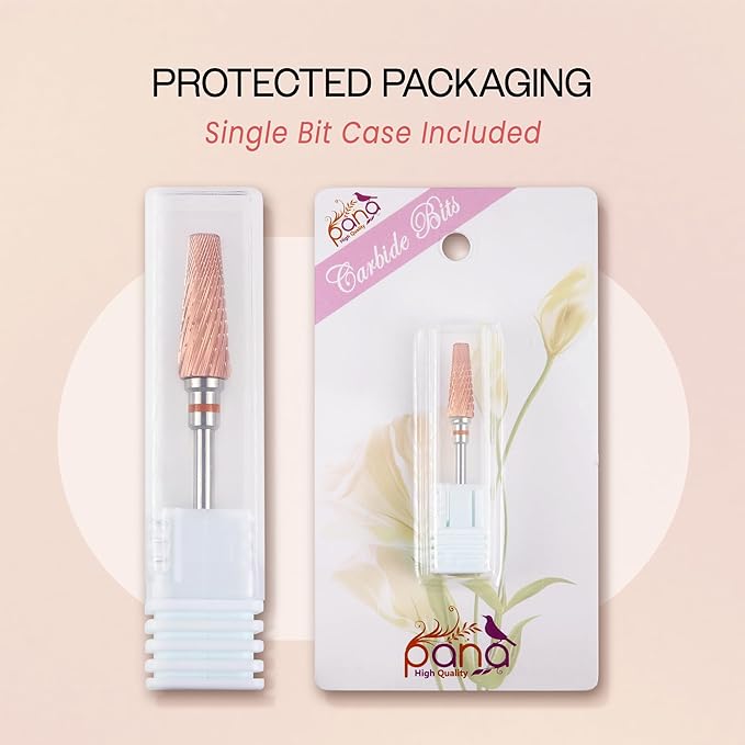 PANA 5-in-1 Pro Upgraded Multi-Function Drill Bit 3/32" Shank Size - (Rose Gold, 2X Coarse to 2X Fine) - Mix Size Tungsten Drill Bit Fast Remove Acrylic Hard Gel Nail for Manicure Pedicure