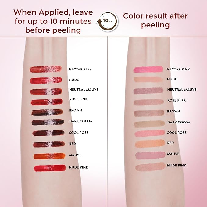 Lip Liner Stain Peel Off with Tweezer, Long Lasting Matte Lip Tattoo, Highly Pigmented Color Lip Tint Makeup, Waterproof, Transfer-proof Lipstain for Women, for All Skin Types Rose Pink