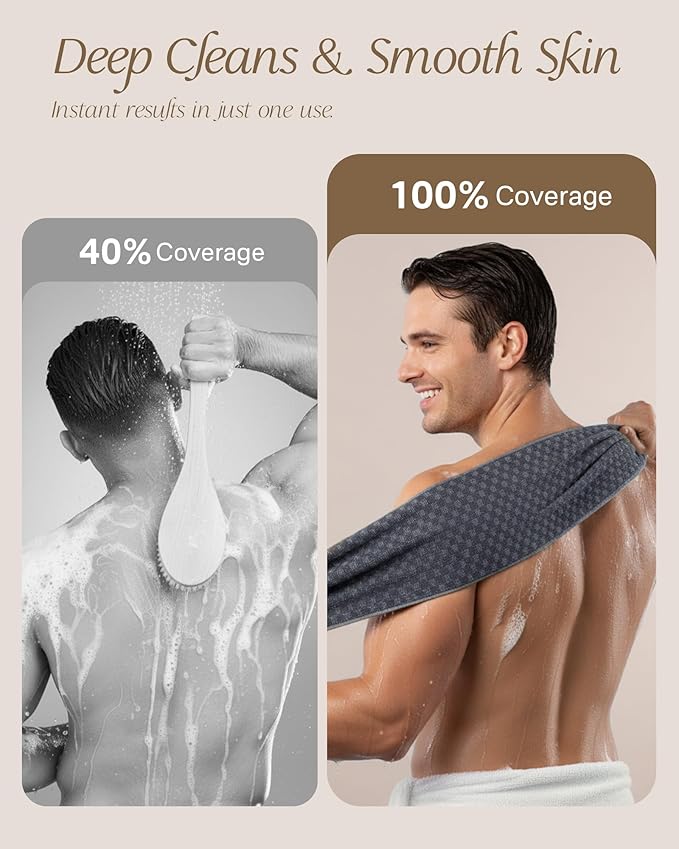 Yiclick Exfoliating Washcloth Towel, Back Scrubber for Shower, Exfoliating Body Scrubber Exfoliator, Japanese Wash Cloth for Body Scrub, Bath Exfoliate Rags Loofah Lufa Sponge for Women Men