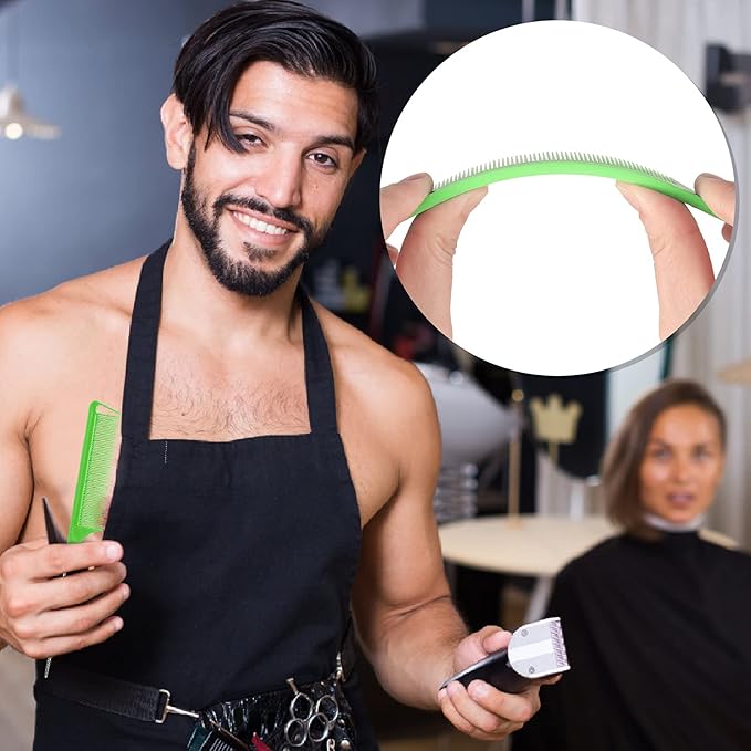 Rat Tail Combs Set: 3Pcs Long Steel Pin Teasing Combs for Salon Hair Stylists, Metal Parting Comb for Women(Green，Yellow，Pink)