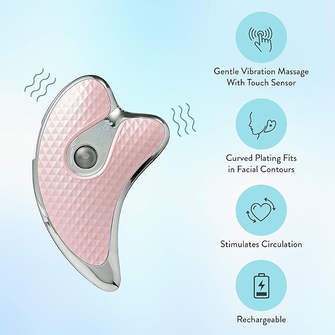 Éclat Gua Sha Facial Massager for Lymphatic Drainage, Face, Neck & Body Scraping Tool, Heated Electric Portable Face Lift Beauty Device, Jawline Shaper, Double Chin Reducer for Firming & Contouring