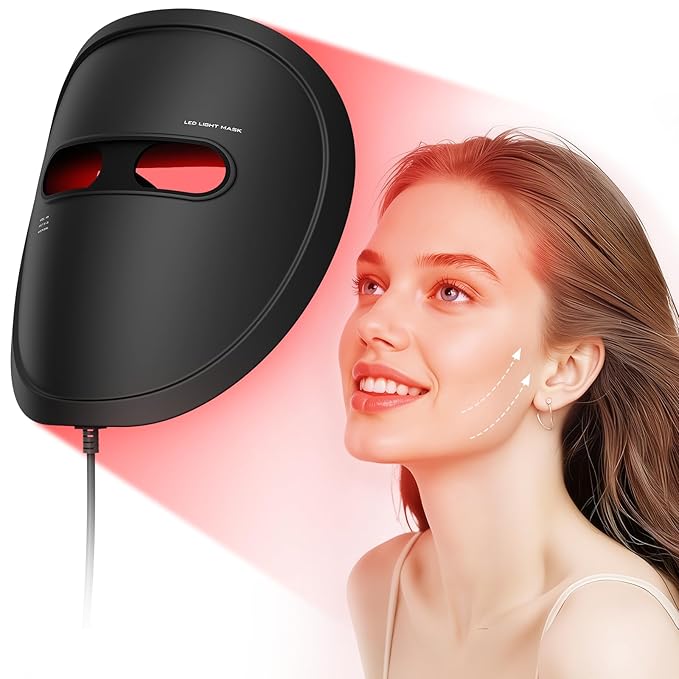 Red Light Therapy Mask for Face, 2026 LED Face Mask Light Therapy, 4 Modes with Red/Blue/infrared/Dual Red & Blue Lights for Reduce Acne, Anti-Aging and Blemish Repair, Full Face Coverage, Lightweight