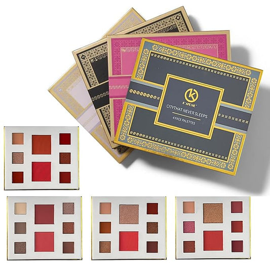K'APEINE Eyeshadow Kit-4pcs Eyeshadow Palettes 32Colors Makeup Palette Red Brown Eye Shadow Blush Contour Highly Pigment Long Lasting for Women Daily, Parties
