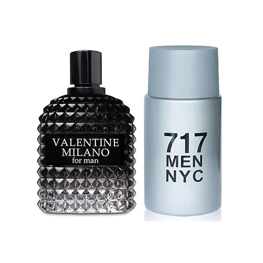 2PCS Valentine Milano/717 NYC Eau De Toilette for Men-Fresh,Romantic Scent Perfume for Men 3.4 Fl Oz Each Mens Cologne For All Skin Daily Used