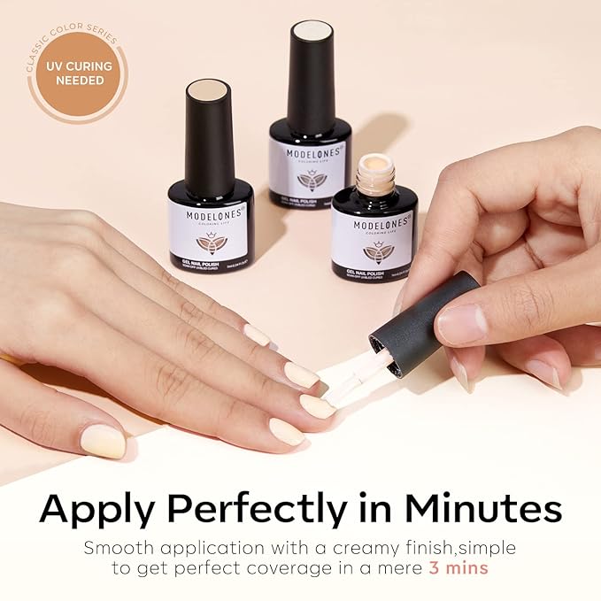 modelones Gel Nail Polish Set- 6 Colors White Nude Brown Gel Polish Skin Tone Neutral Beige Tan Taupe Nail Polish Kit Popular Fall Winter Soak Off Soapnails Nail Art Manicure DIY Salon Gift for Women