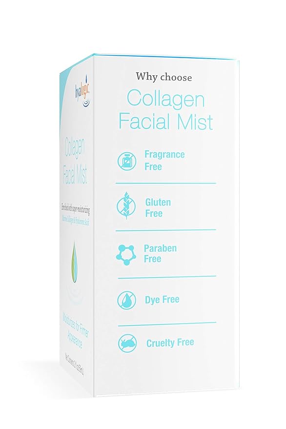 Hyaluronic Acid Collagen Facial Mist—Moisturizer Spray, Non-greasy Hydrating Primer & Makeup Setting Spray – Dye, Fragrance, & Cruelty-Free (2 oz)
