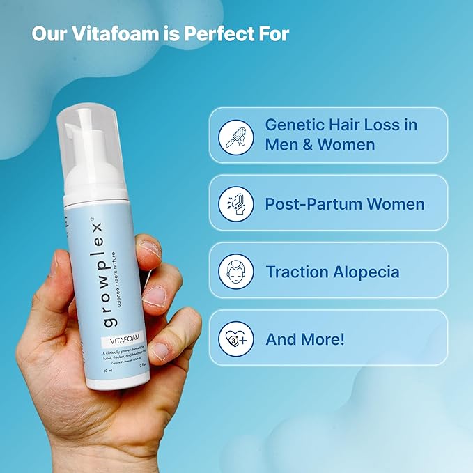 Vitafoam 5% Minoxidil Foam for Men & Women, DHT Blocking Minoxidil for Men Foam, Non-Greasy, Fast-Drying Formula for Hair Regrowth
