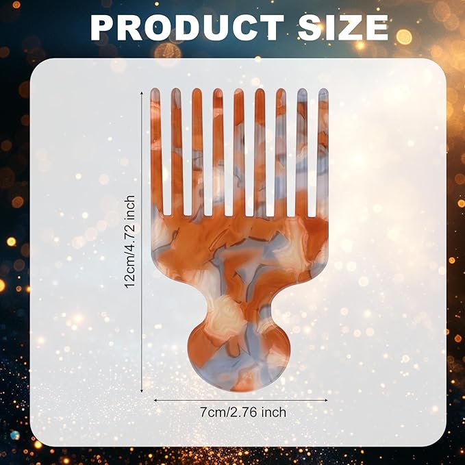 Wide Tooth Hair Pick Comb for Curls, 12cm/4.72in Detangling Lifting Comb Long Tooth Afro Pick Hair Styling Tool for Women Men Barber Supplies (Yellow Blue)