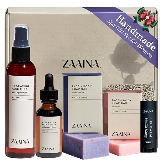 ZAAINA Spa Gifts for Women - Relaxation Spa Kit, Holiday Spa Gift Basket, Pampering At Home Natural Bath & Body Self Care Spa Package, Christmas Gifts for Mom Wife, Birthday Gifts for Women