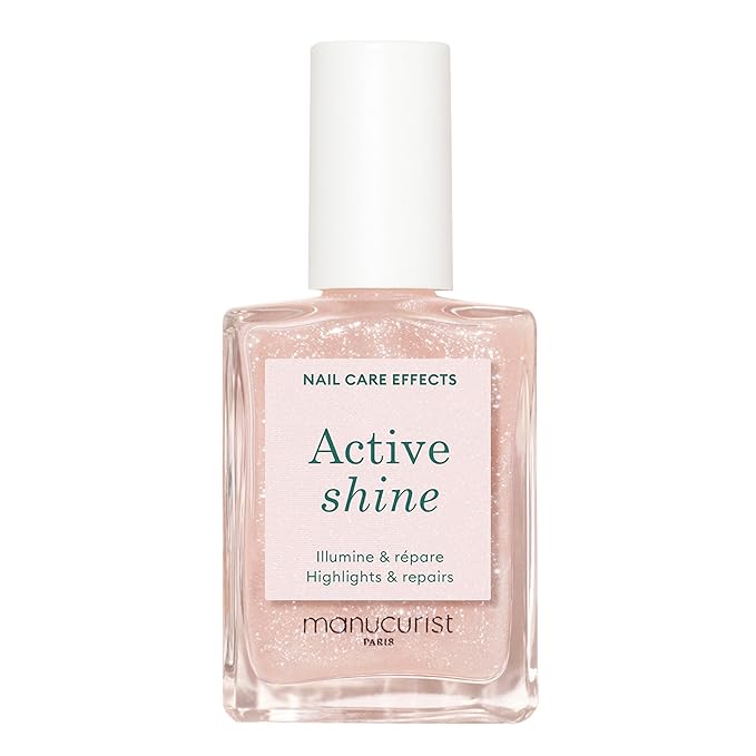 Manucurist Active Shine Illuminating & Care Nail Polish - Nail Concealer - No Lamp - Ultra-Shiny 2 in 1 Nude Gel Polish: Nail Strengthener and Growth, Highlighter & Care - Damaged Nails Repair