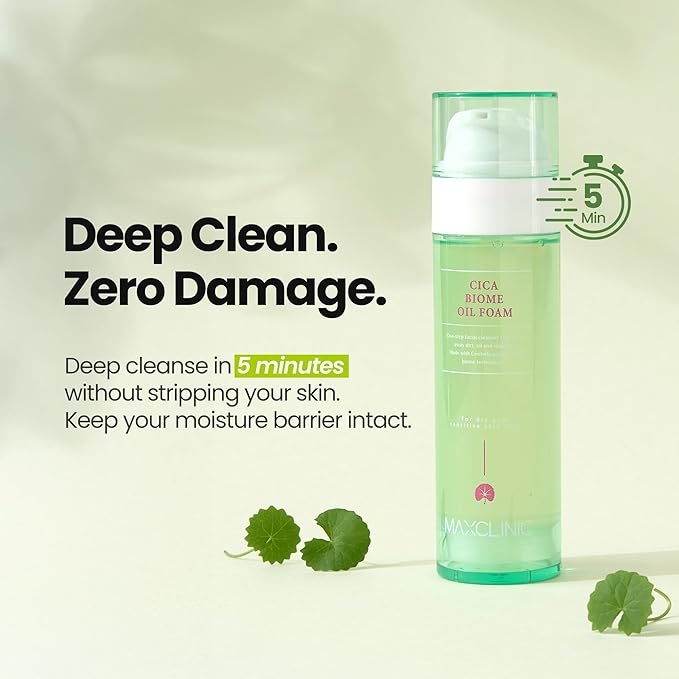 MAXCLINIC [K-Beauty] Cica Biome Oil to Foam - All-in-One Korean Face Wash OilBased Foaming Facial Cleanser - Deeply Hydrating & Moisturizing Makeup Deep Cleansing Oil for Sensitive Skin (3.88 fl oz)