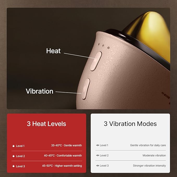 Red Light for Face & Neck Massager Facial Care Device – Electric Gua Sha Brass Tool with Heat & Vibration for Firming, Sculpting & Skincare, Pink