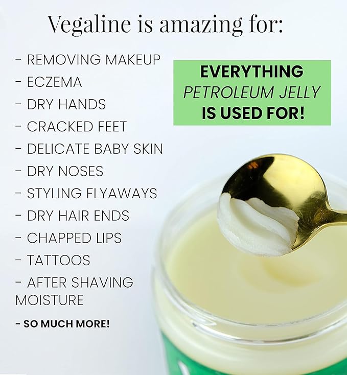 Beesaluxe Vegaline - 100% Natural, Vegan & Hypoallergenic Alternative to Petroleum Jelly - Unpetroleum - Lips, Hands, Baby, Makeup Remover and More (4 Ounce)