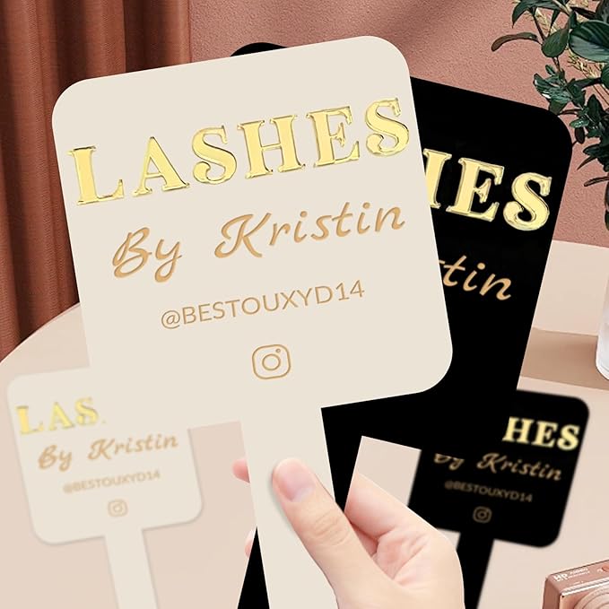 Personalized Lash Mirror Custom Eyelash Photo Prop Personalised Acrylic Handheld Lash Mirror with Name Gift for Beauty Girls Technician (Color013)