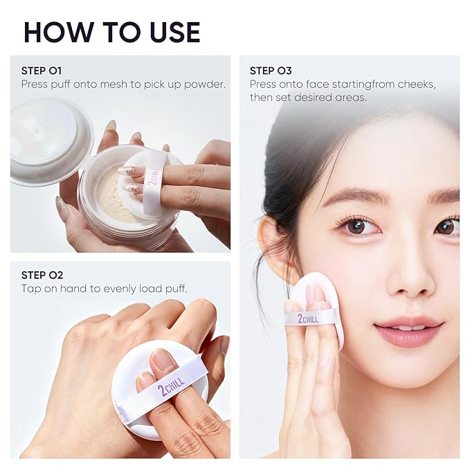 2CHILL Aqua Setting Powder, 45% Water Essence Translucent Face Powder Loose, Hydrating Matte Finish, Blurs Pores & Brightens Skin, Waterproof Sweat Resistant Pressed Setting Powders for Oil Control