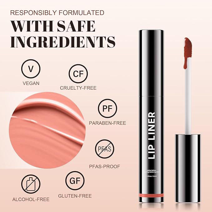 Lip Stain - Long Wear Tattoo Lip Liner, Waterproof & Transfer-proof Peel Off Lip Stain with Matte Finish, Lip Tint For All Skin Types, Great Gifts for Women (Coral)