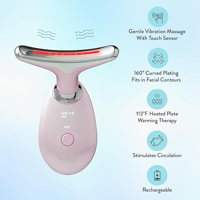Éclat Facial Massager for Lymphatic Drainage, Face, Neck & Body Tool for Skin Care, Heated Electric Beauty Device for Wrinkles, Fine Lines, Puffy Skin, Lifting, Firming, Sculpting with 7 Light Therapy