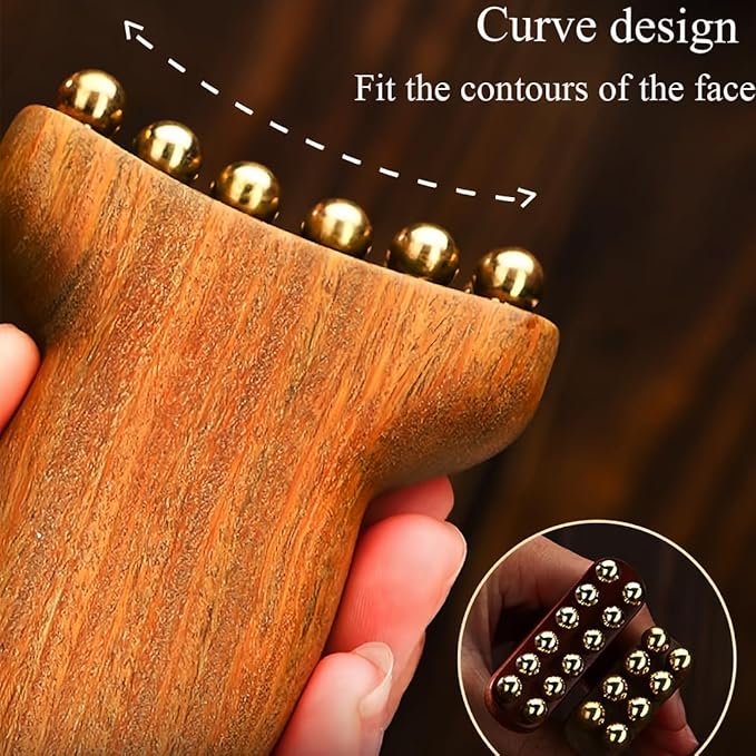 Sandalwood Facial Meridian Brush Facial Lifting Device Tool Wrinkle & Anti-Aging Face Massager & Jawline Shaper for Skincare Routine Facial Massage & Skin Care Gift Gua Sha Tool