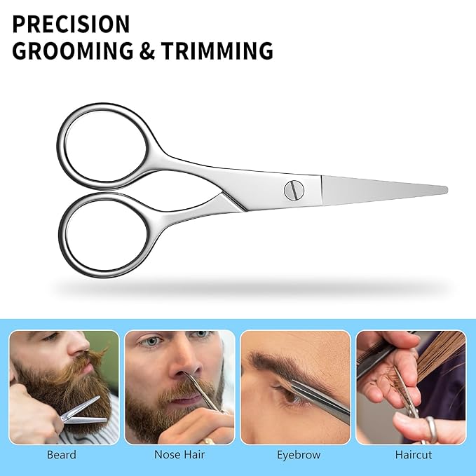 Precision Nose & Eyebrow Hair Scissors - Small, Professional Grooming Tool for Eyebrows, Nose Hair, Beard, Eyelashes, & Ear Hair - Ideal Gifts for Men & Women. (Small scissors - Round Head)