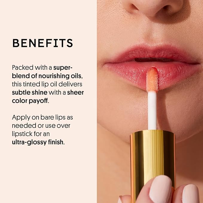 Winky Lux Flush Barely There Sheer Tinted Lip Oil - Hydrating Lip Gloss Tint, Coral Glossy Lip Balm, Juicy Non Sticky Long Lasting Formula, Infused with Jojoba Oil & Soft Vanilla Scent
