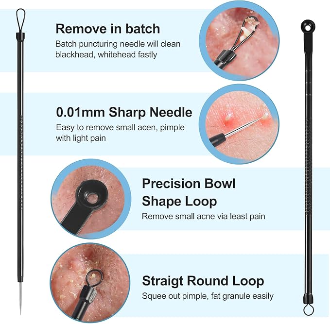 Blackhead Remover Tools Pimple Popper Tool Kit, Comedones Extractor Acne Removal Kit for Blemish, Black Head Remover for face Risk Free Treatment for Whitehead Popping