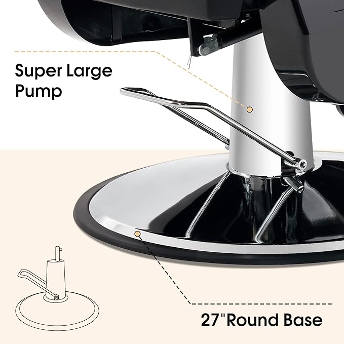 BarberPub Heavy Duty Reclining Barber Chair, All Purpose Hydraulic Salon Chairs for Hair Stylist, Barbershop Salon Tattoo 2688(Yellow&Black)