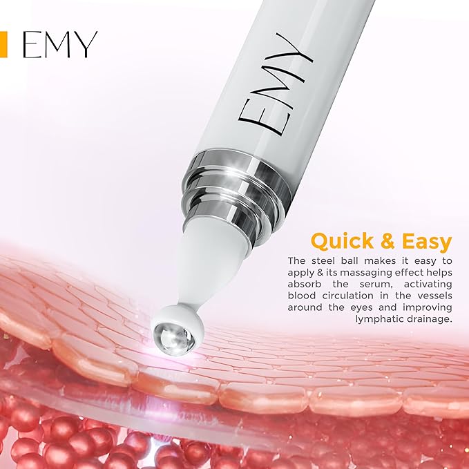 Roller Eye Serum Acid Hyaluronic Caffeine Moisturizing Plumping Massage Ball Reduces Dark Circles Bags Under Eyes Wrinkles and Fine Line Non-Greasy Suitable for Sensitive Skin
